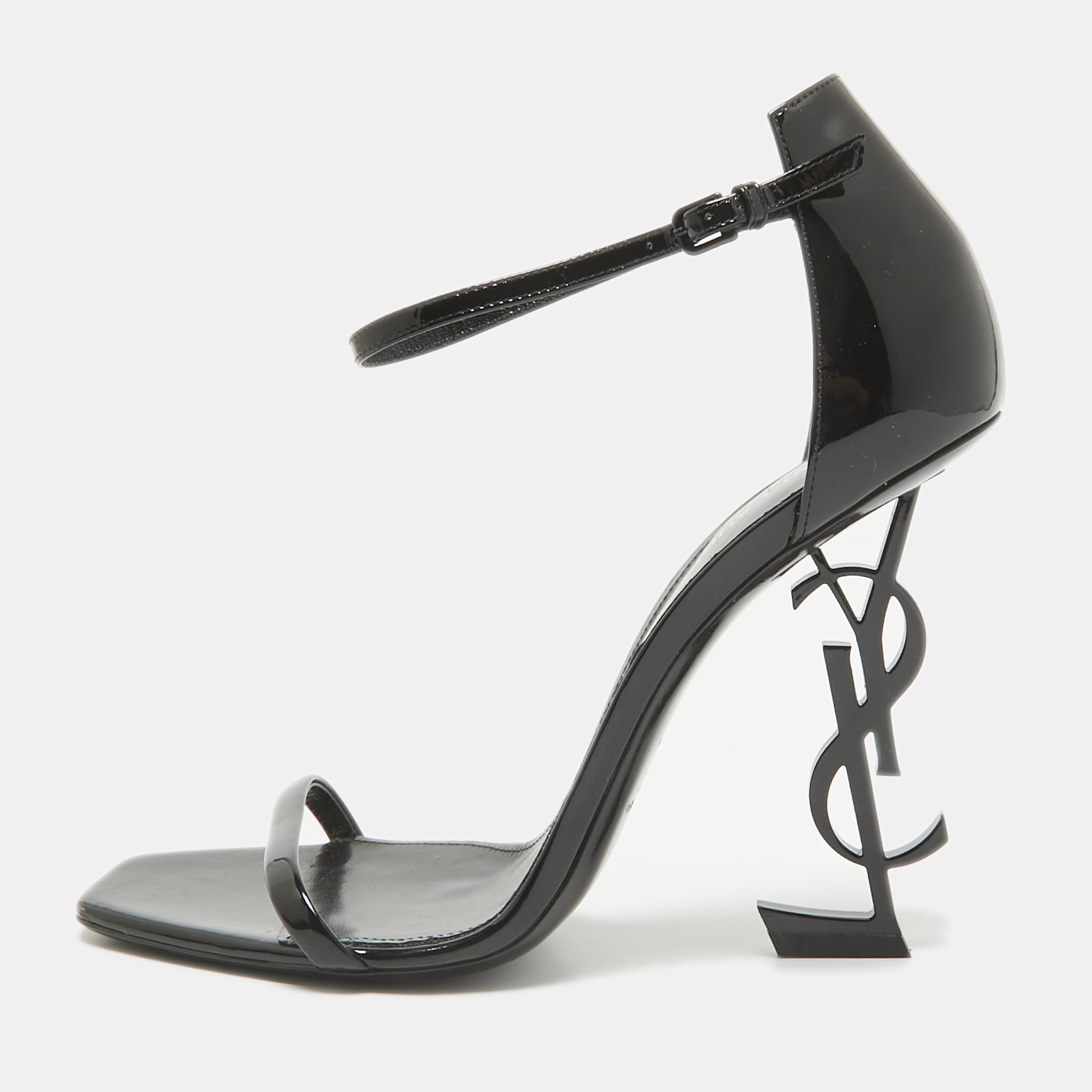 

Saint Laurent Black Patent Leather Opyum Ankle Strap Sandals Size