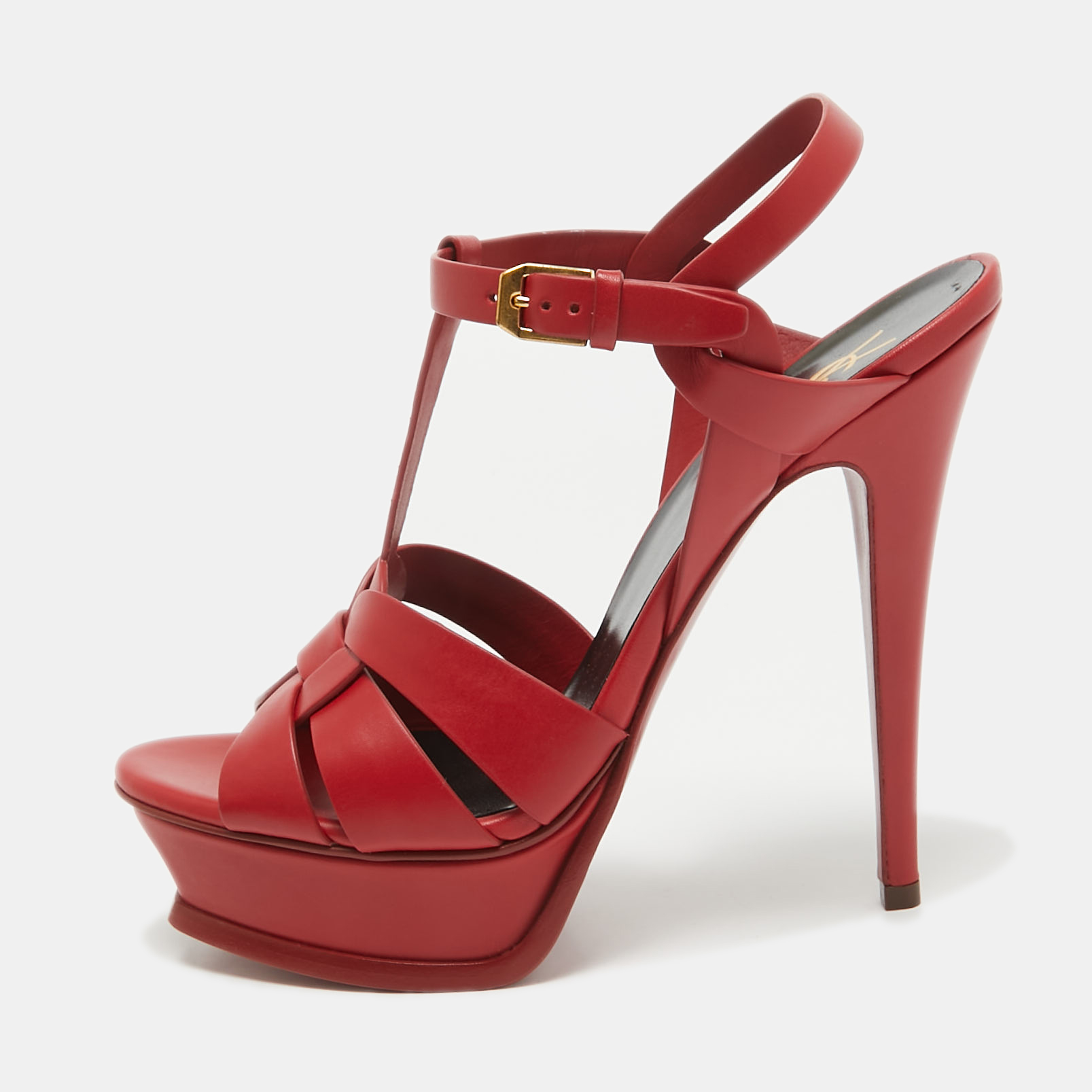 

Saint Laurent Red Leather Tribute Platform Sandals Size