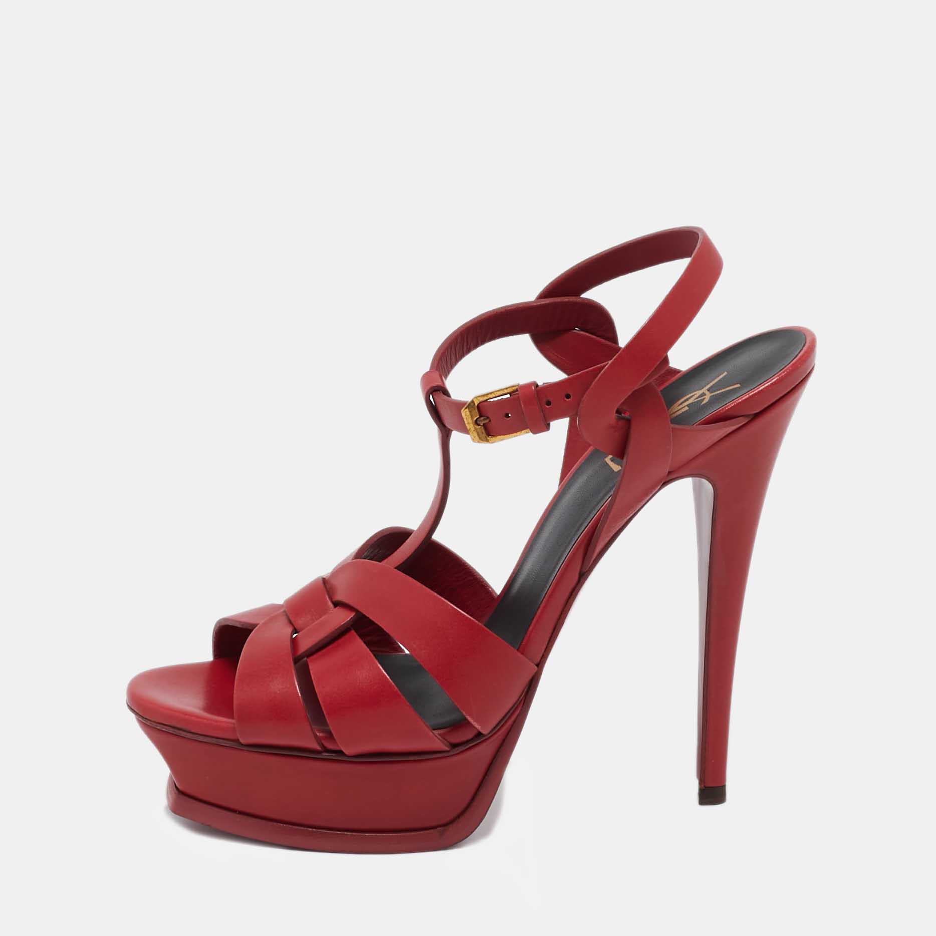 

Saint Laurent Red Leather Tribute Sandals Size