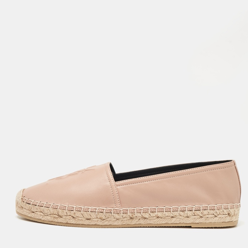 

Saint Laurent Beige Leather Cassandra Espadrille Flats Size