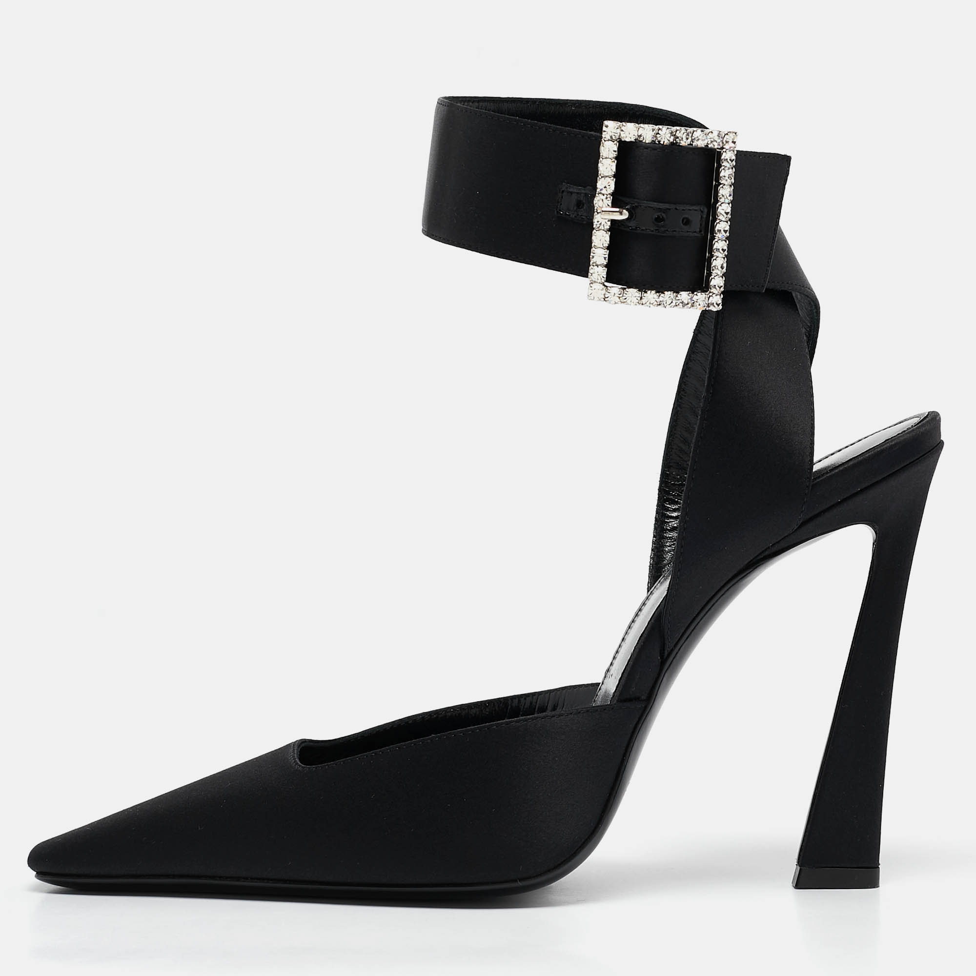 

Saint Laurent Black Satin Claude Slingback Pumps Size