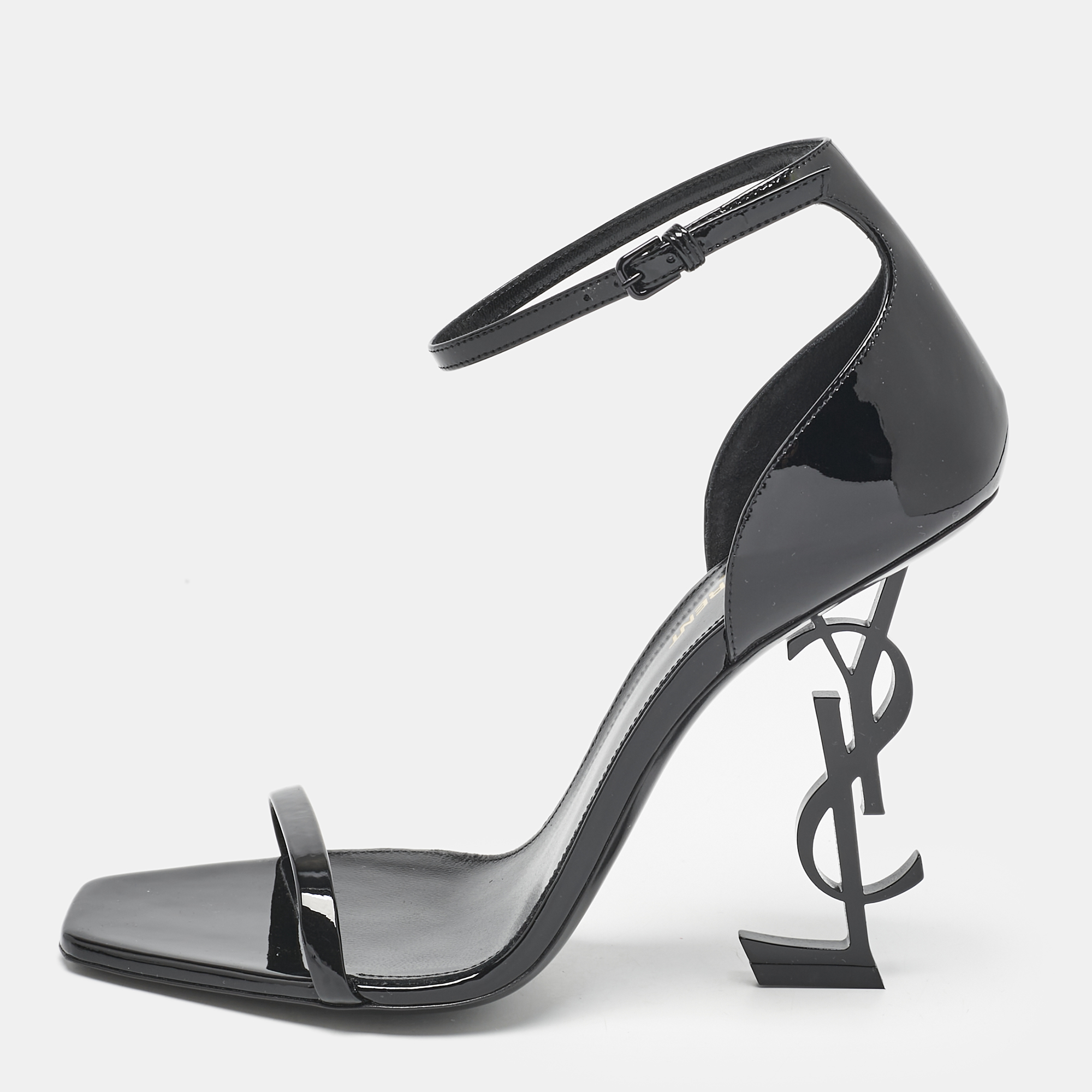 

Saint Laurent Black Patent Leather Opyum Sandals Size