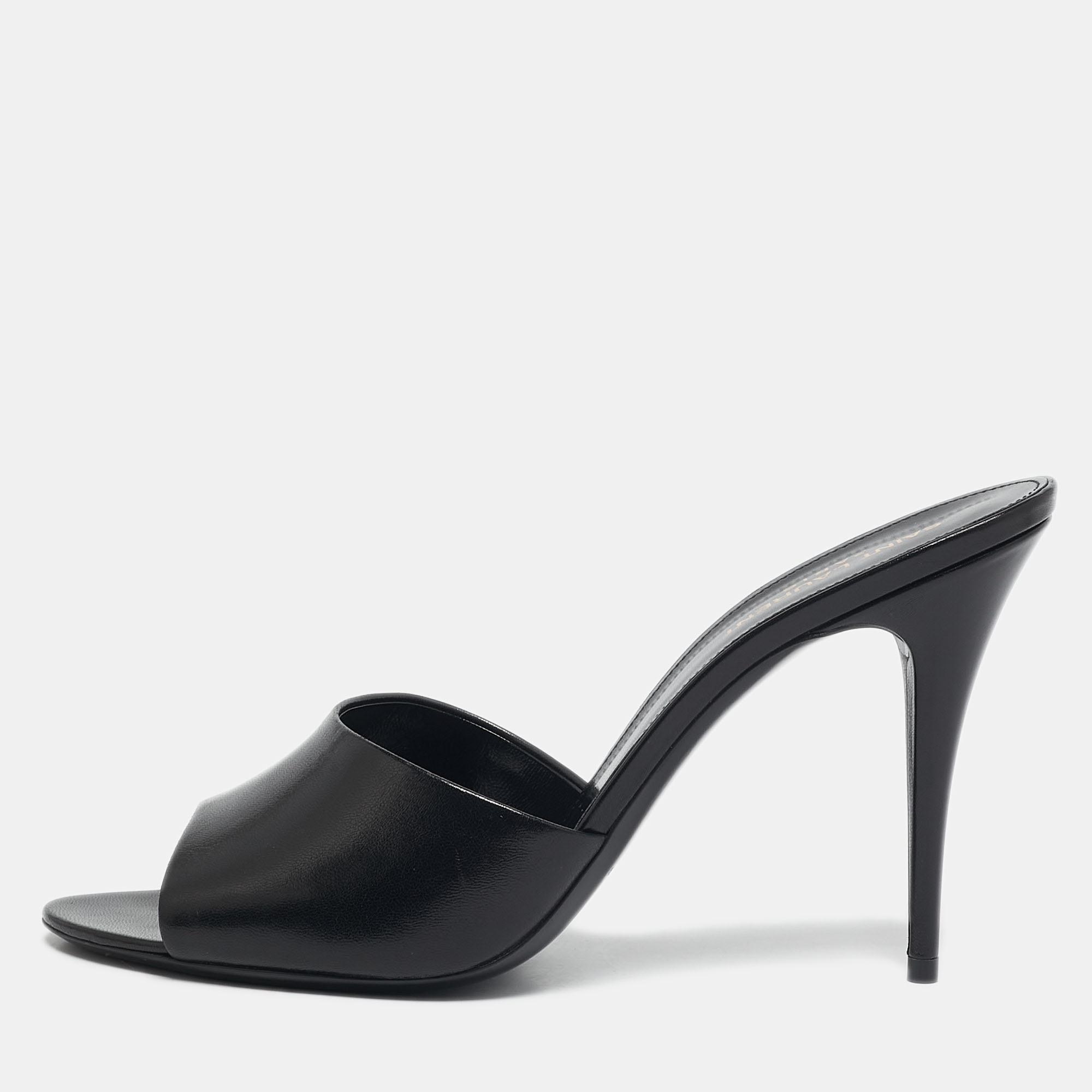 

Saint Laurent LA 16 Size  Black Leather Slide Sandals