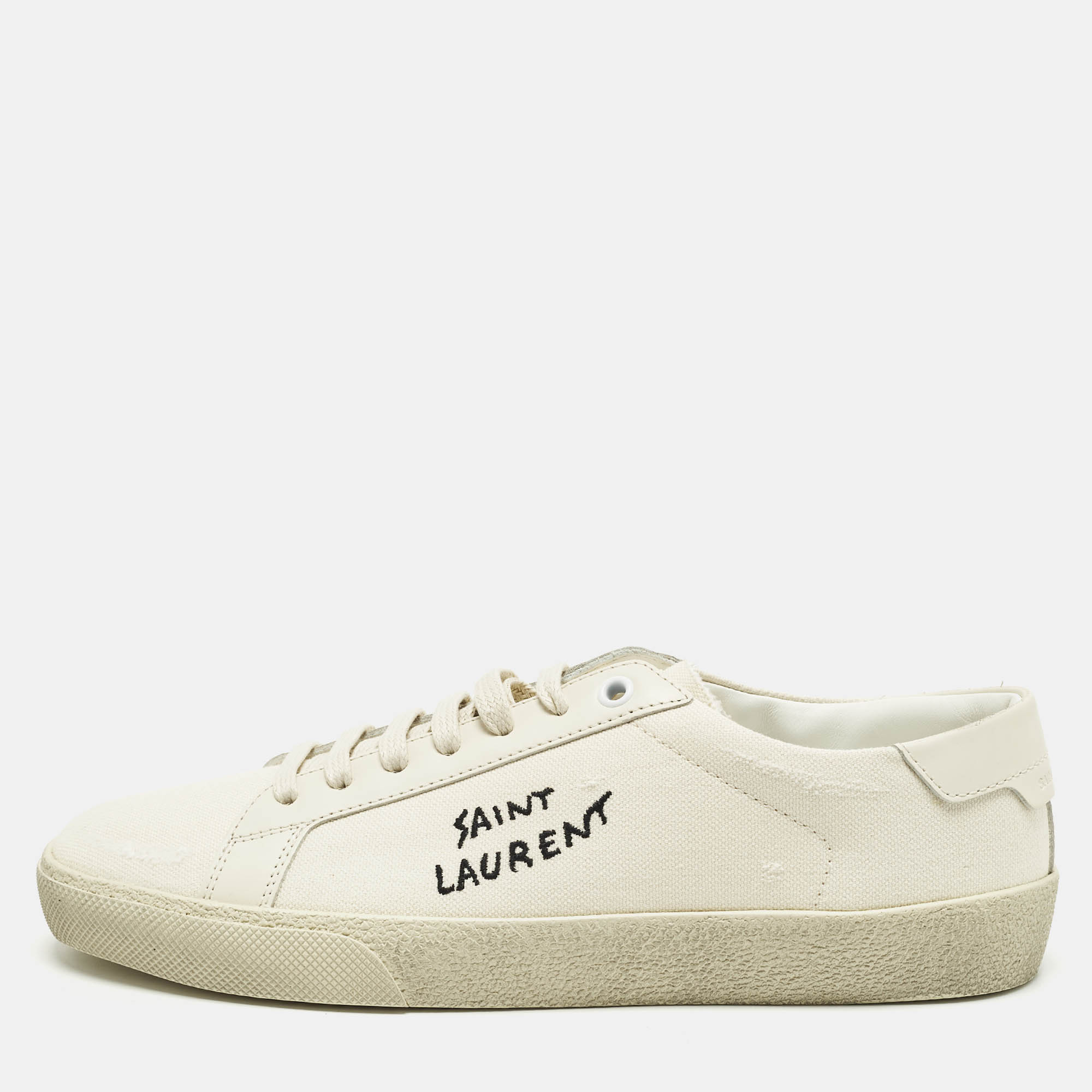 

Saint Laurent Court Classic SL/06 Size  Cream Canvas Low Top Sneakers