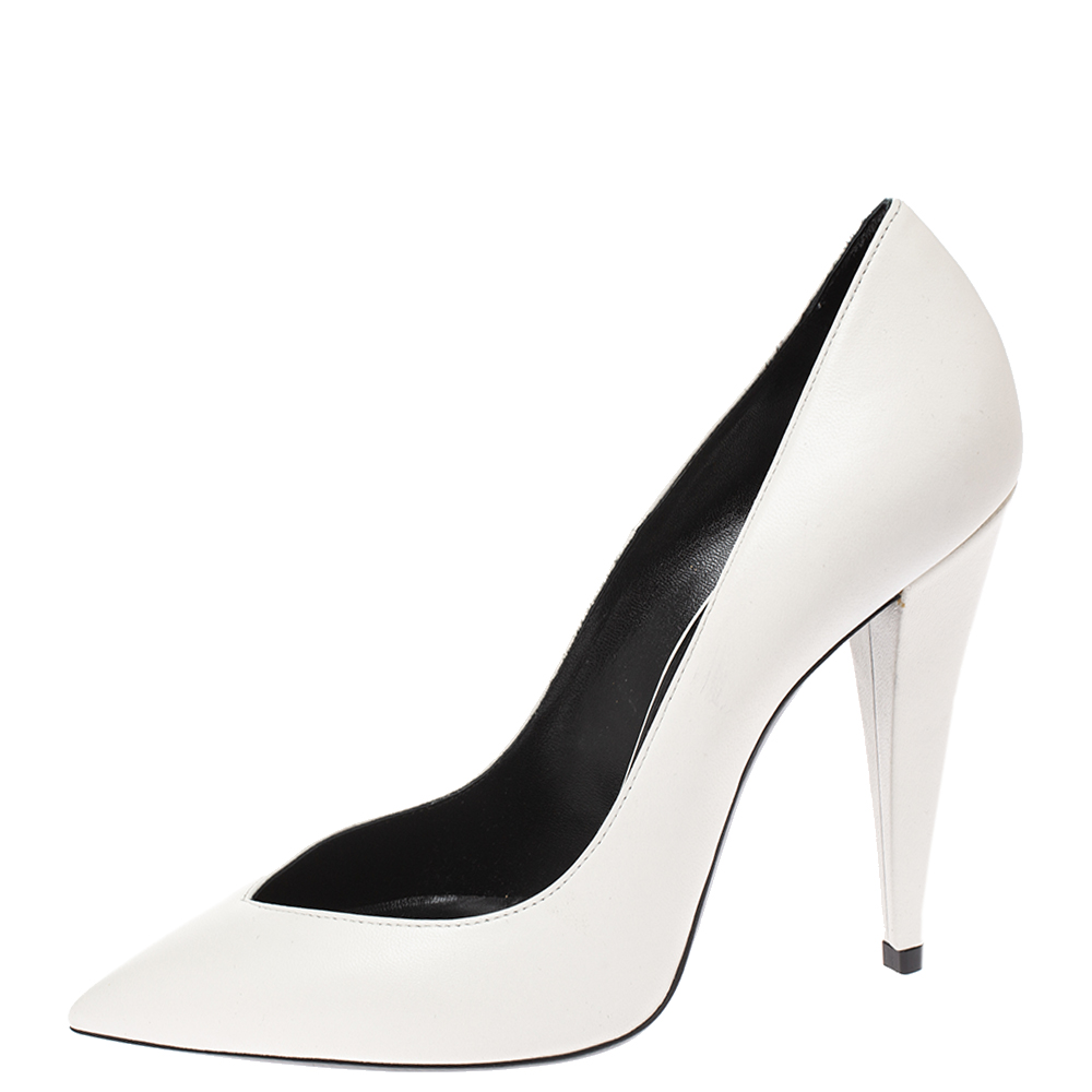 

Saint Laurent White Leather Pointed Toe Pumps Size