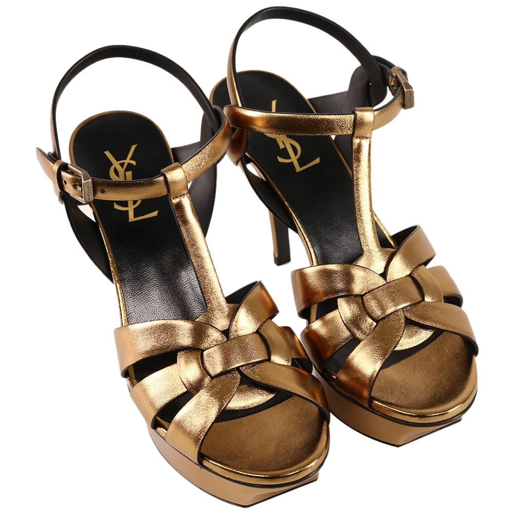 

Saint Laurent Gold Leather Tribute high-heel sandals IT