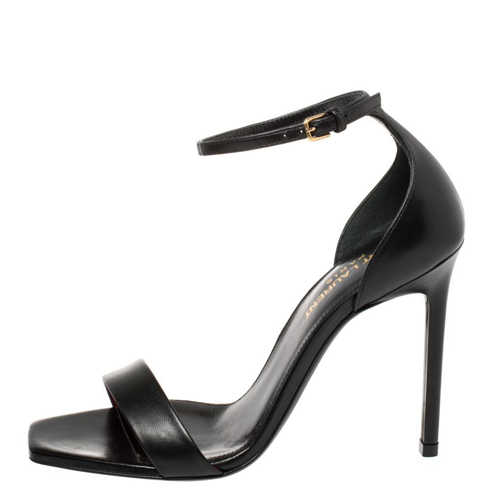 

Saint Laurent Paris Black Leather Amber Sandals Size