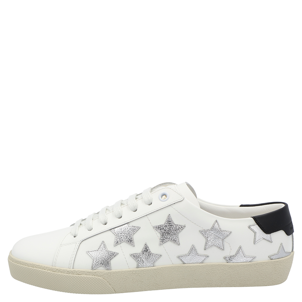 

Saint Laurent White/Silver Leather Star Court Classic Metallic California Sneakers Size EU