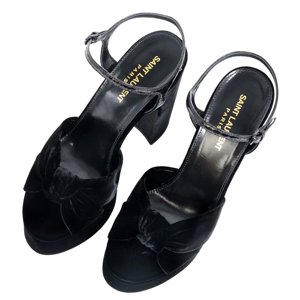

Saint Laurent Black Velvet Bianca Sandals Size