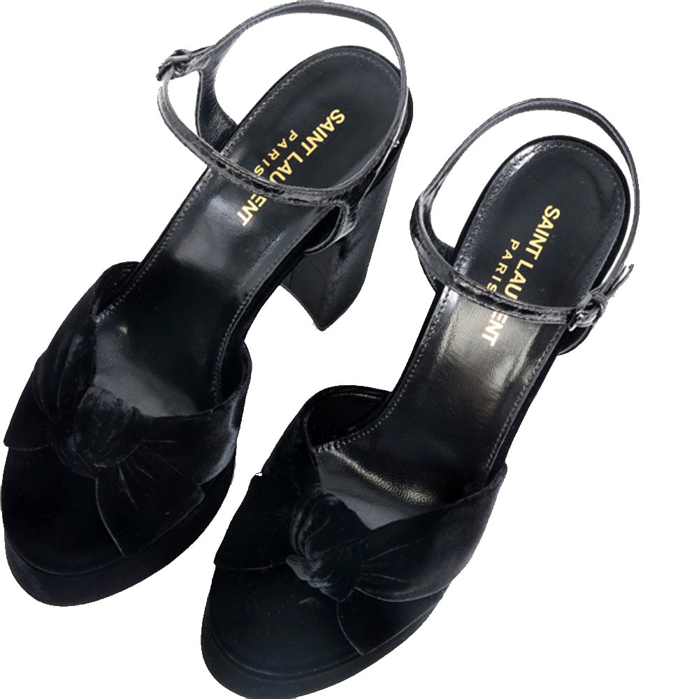 

Saint Laurent Paris Black Velvet Bianca Sandals EU