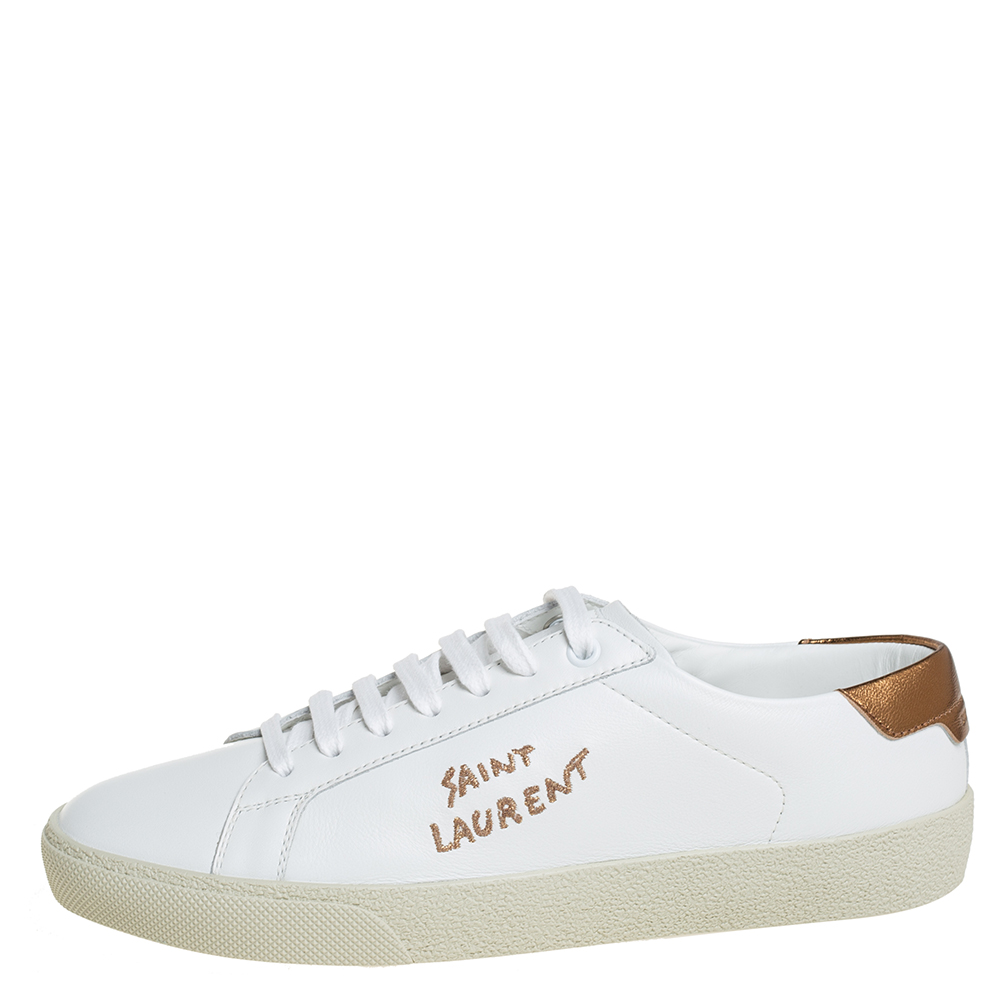 

Saint Laurent White Leather Court Classic Sneakers Size
