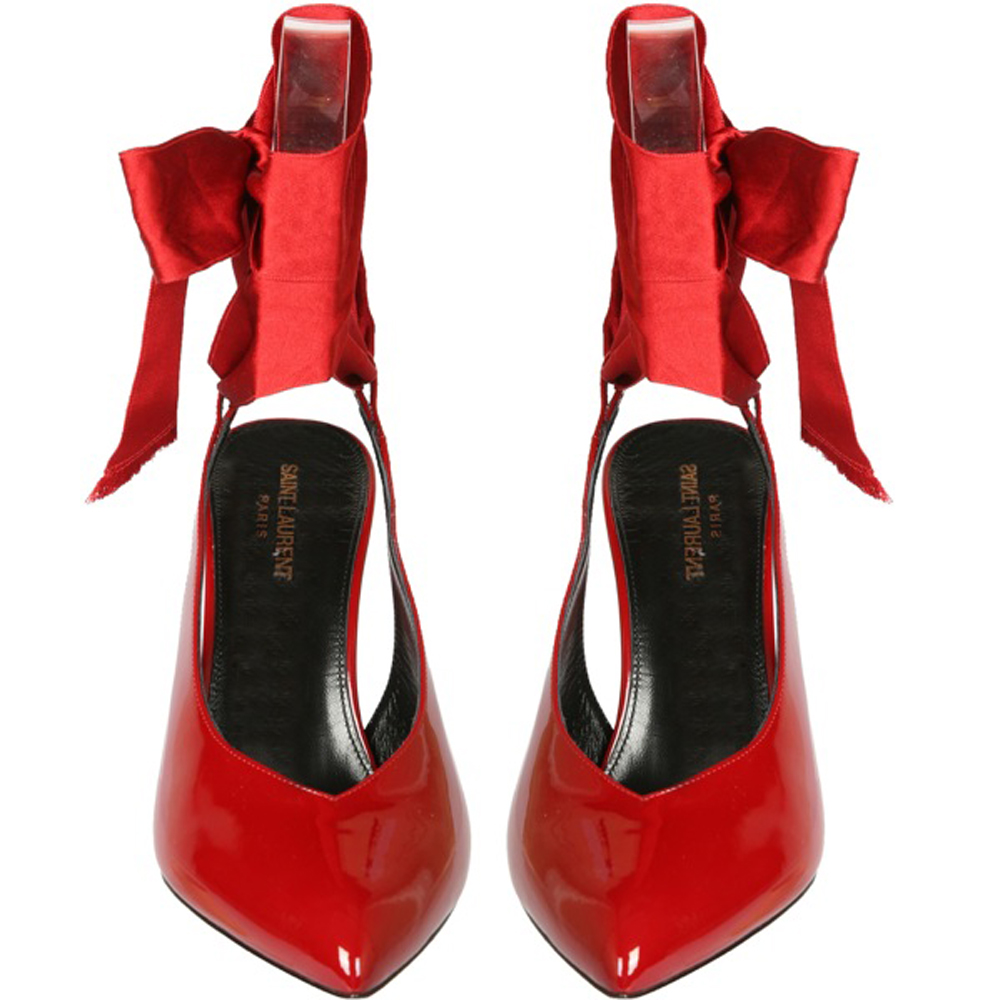 

Saint Laurent Red Patent Leather Venus Ankle-Wrap Pumps Size IT