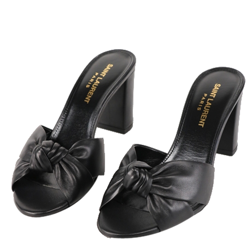 

Saint Laurent Black Leather Bianca Mules Size