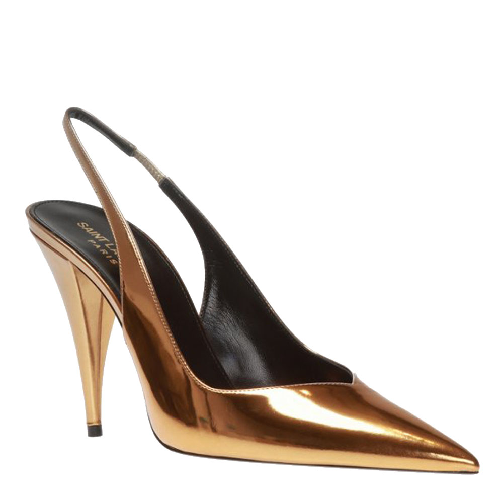 

Saint Laurent Paris Gold Slingback Sandals Size EU