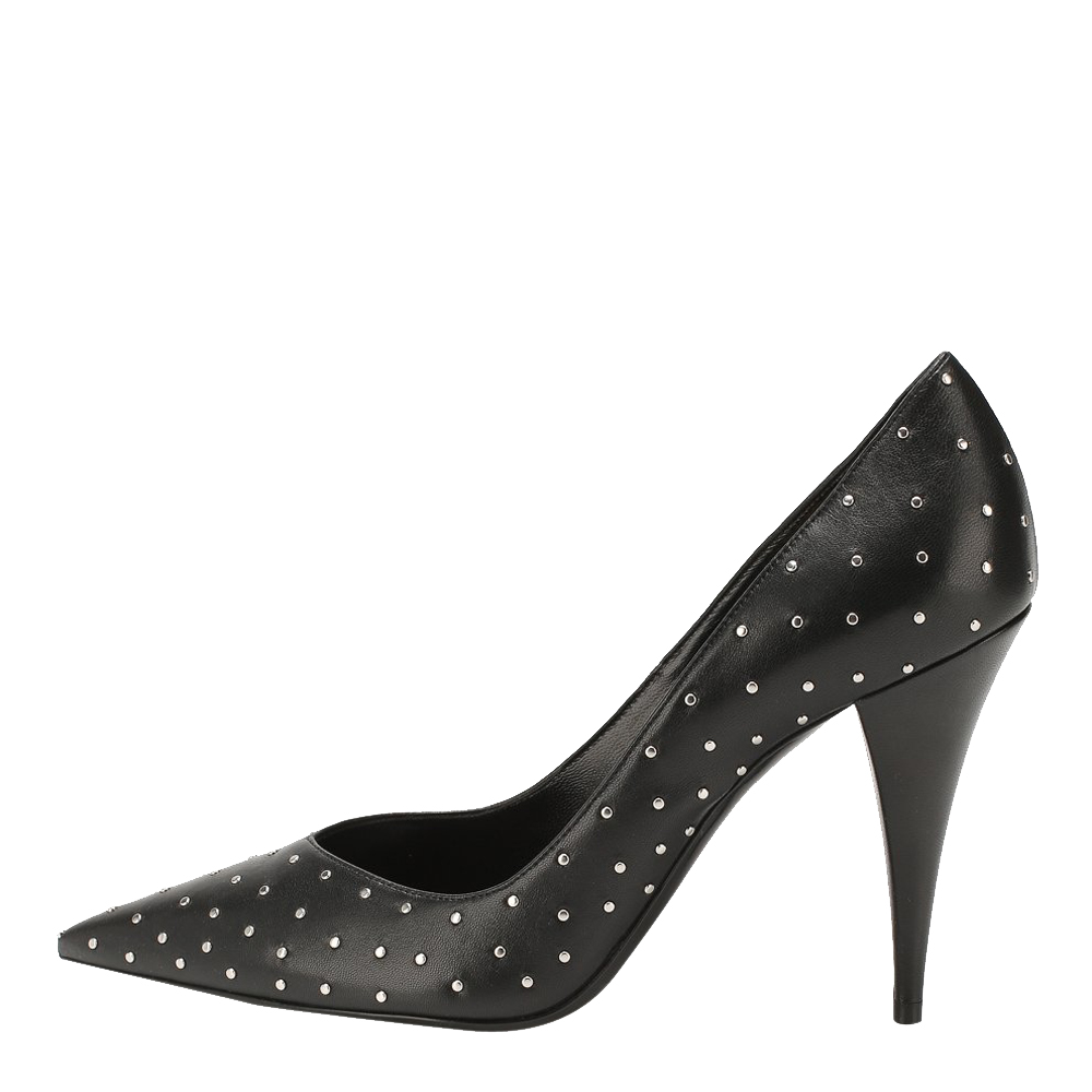 

Saint Laurent Paris Black Leather Studded Pumps Size EU