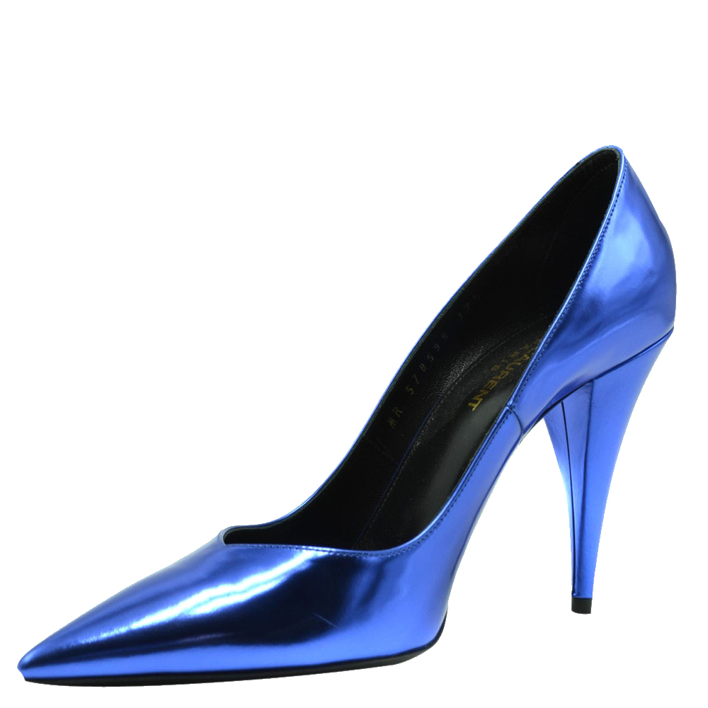 Metallic blue pumps sale