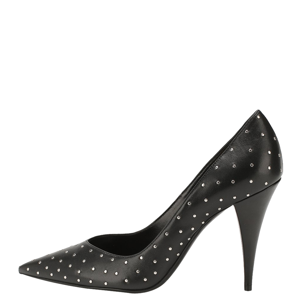 

Saint Laurent Paris Black Studded Leather Pointed Toe Pumps Size EU