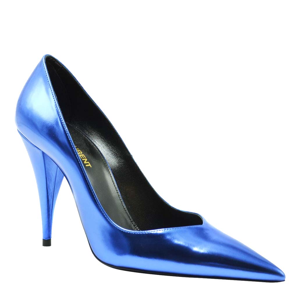 

Saint Laurent Paris Metallic Blue Pointed Toe Pumps Size EU