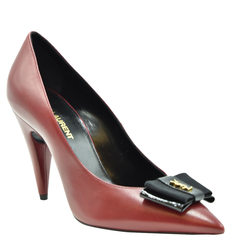 

Saint Laurent Paris Red Leather Anais Bow Pointed Toe Pumps Size EU