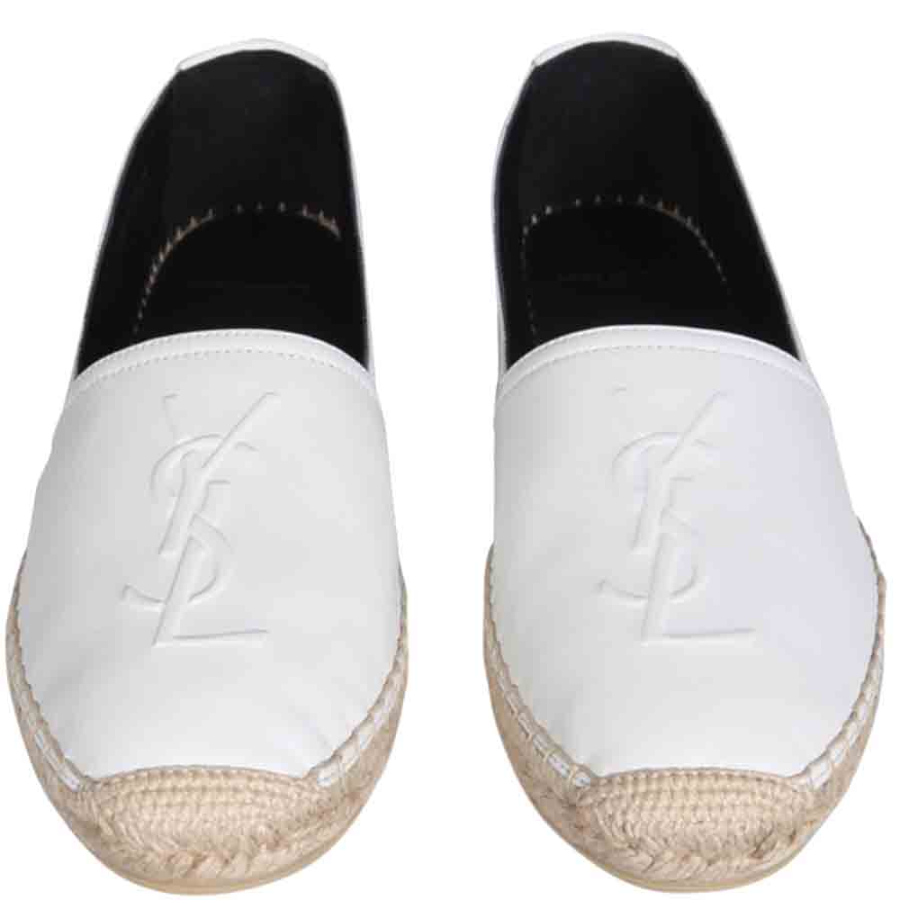 

Saint Laurent Paris White Leather Monogram Espadrilles Size IT