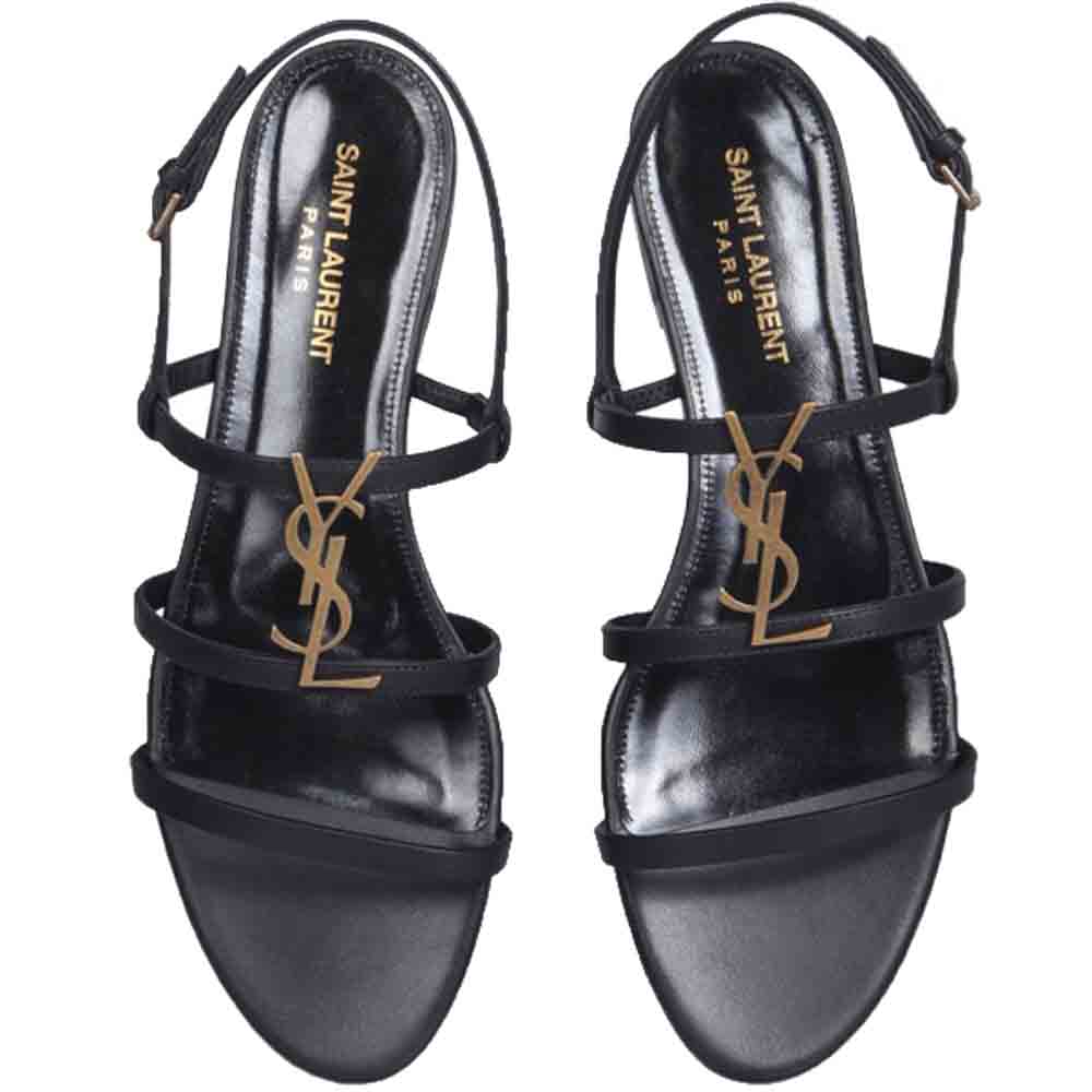 

Saint Laurent Paris Black Cassandra Flats Sandals Size IT