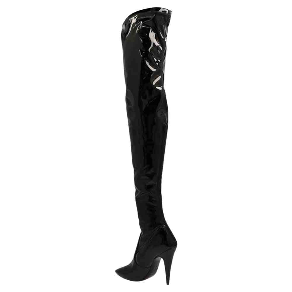 

Saint Laurent Paris Black Leather Aylah over-the-knee Boots Size EU