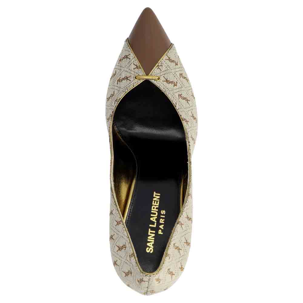 

Saint Laurent Paris Brown Monogram Jacquard Lola Pumps Size EU