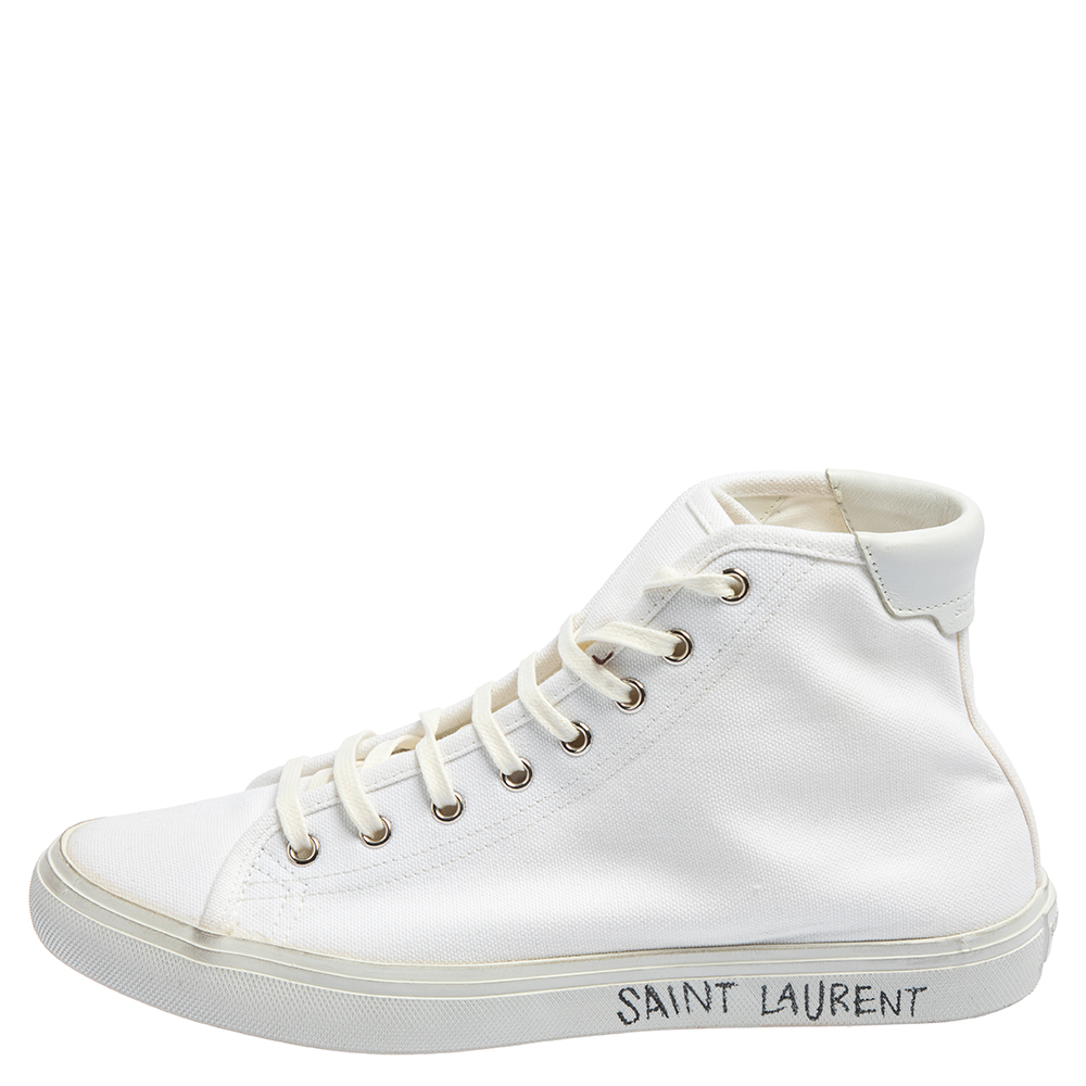 

Saint Laurent White Canvas High Top Sneakers Size