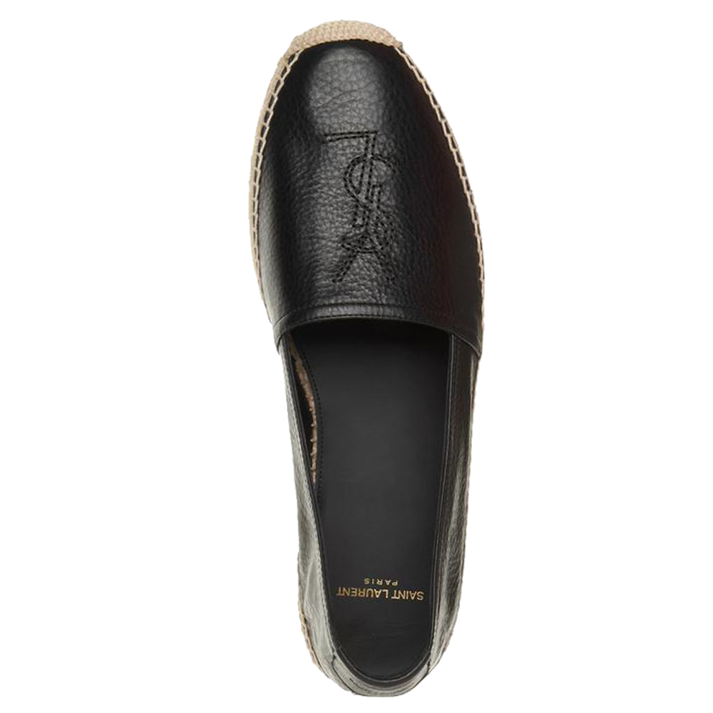 

Saint Laurent Paris Black Leather Monogram Espadrilles Size EU