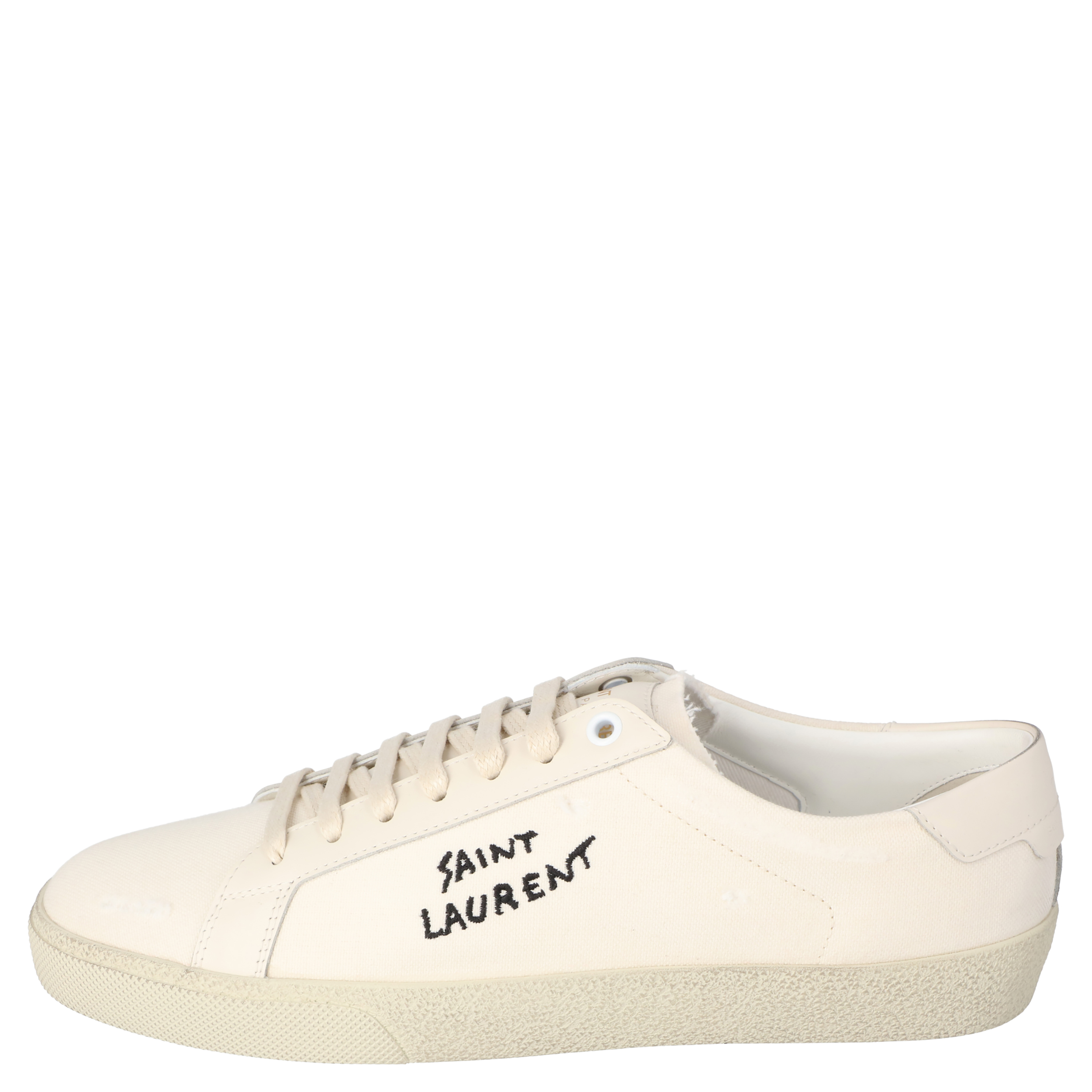 

Saint Laurent Paris White Fabric Leather Court Classic SL/06 Embroidered Sneakers EU