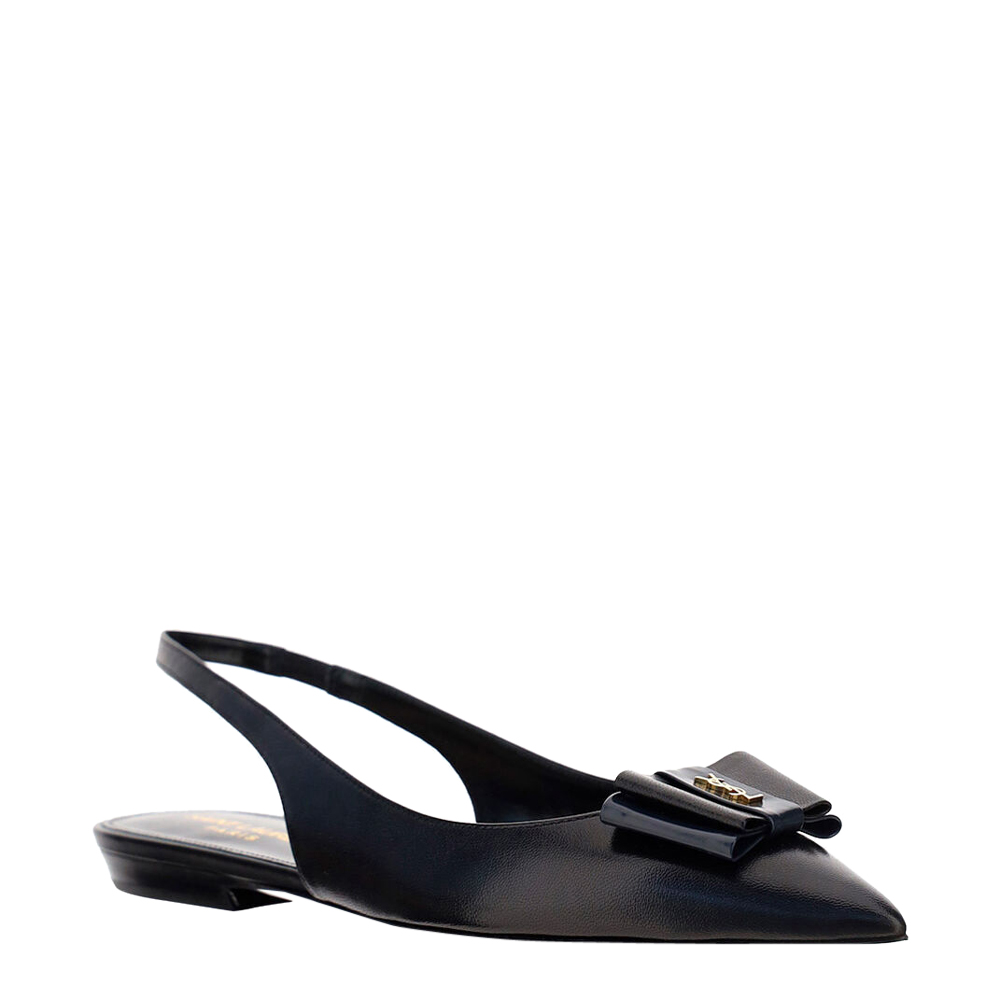 

Saint Laurent Black Leather Anais Slingback Flats Size IT