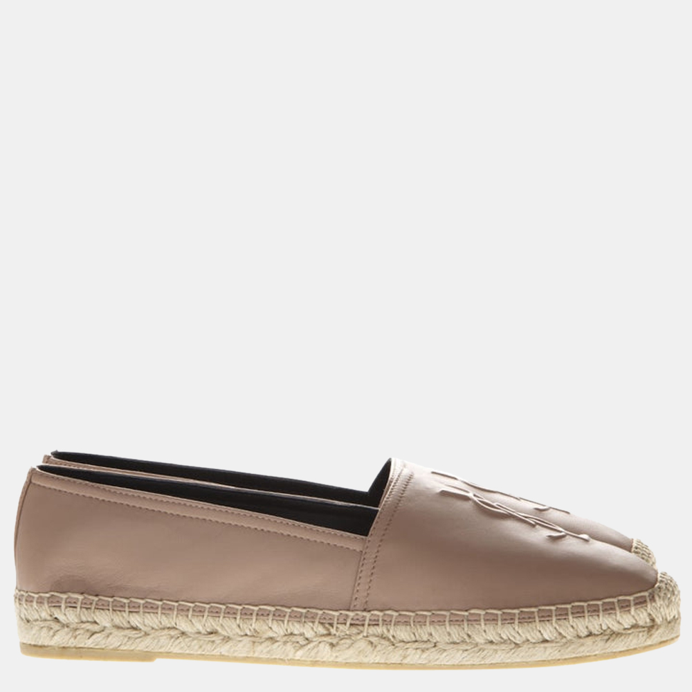 

Saint Laurent Paris Brown Leather Monogram Espadrilles EU