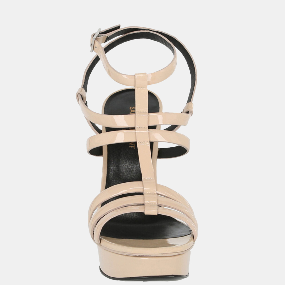 

Saint Laurent Beige Patent Leather Tribute Platform Sandals Size IT