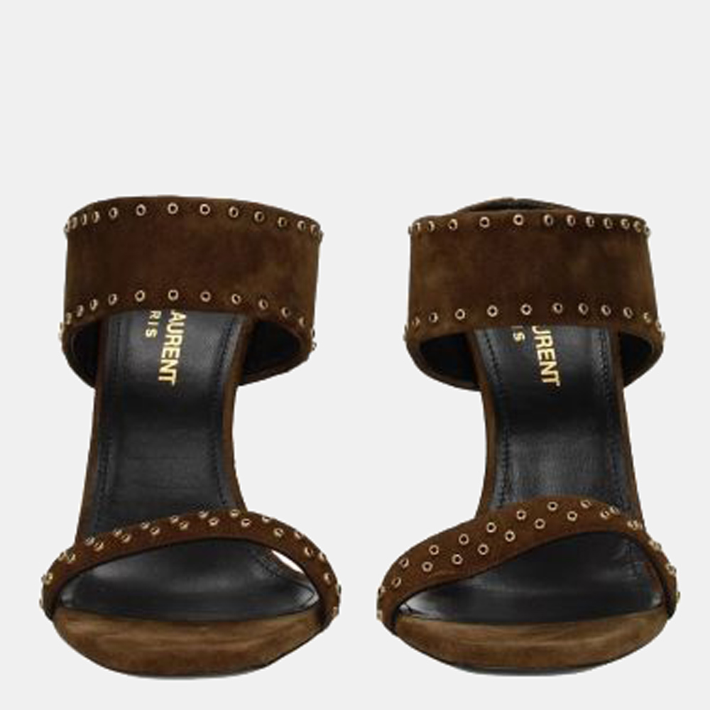 

Saint Laurent Suede Mica 105 Sandals Size US 8.5, Brown