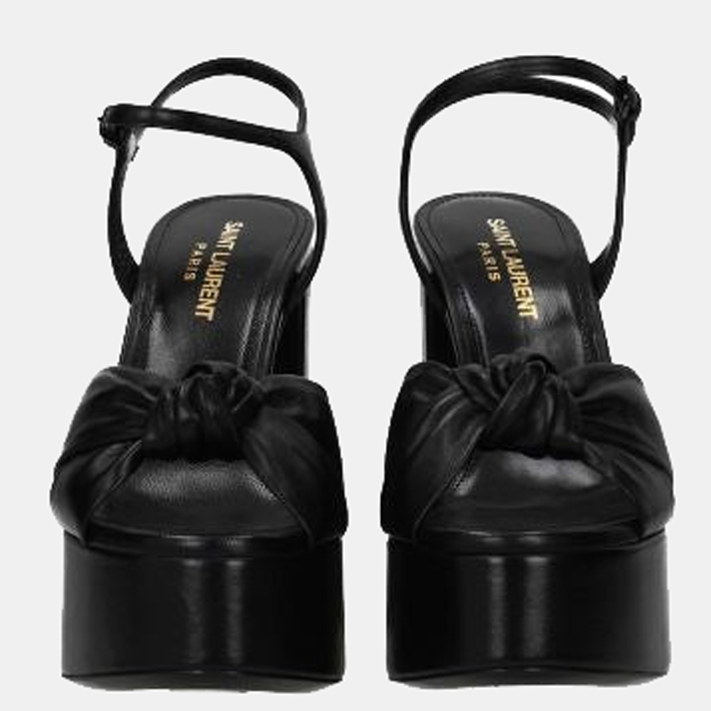 

Saint Laurent Black Leather Bianca Sandals Size US 10 EU
