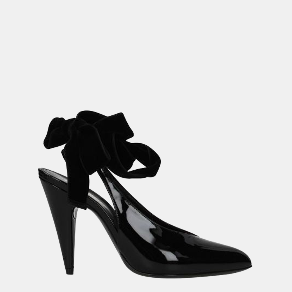 

Saint Laurent Black Patent Leather Venus Sandals Size US 6 EU