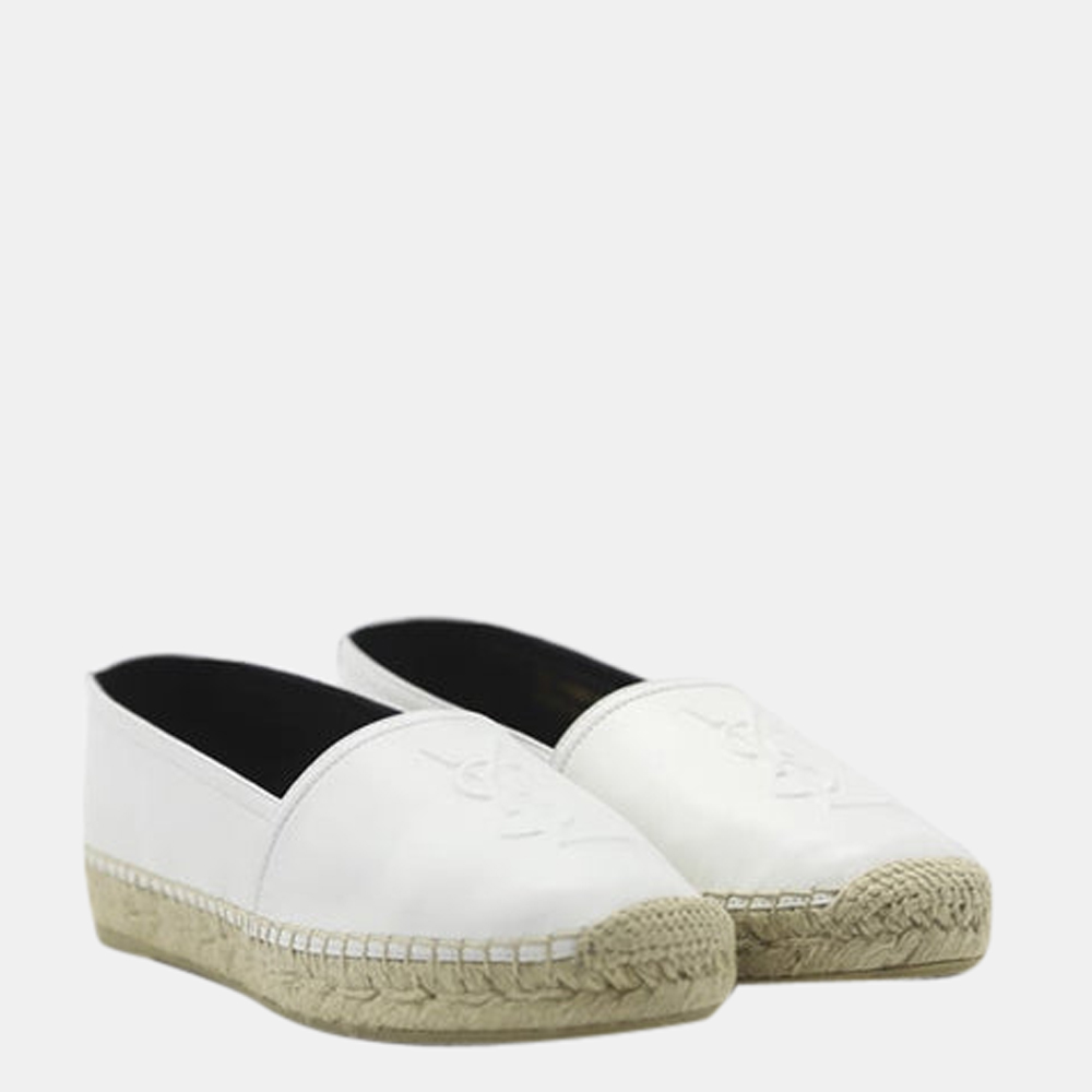 

Saint Laurent White Lambskin Monogram Espadrilles Size EU