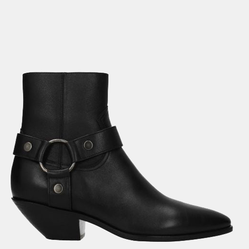 

Saint Laurent Black Leather West Ankle Boots Size US 6/EU