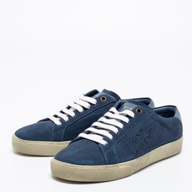 

Saint Laurent Navy Blue Denim Court Classic Low-Top Sneakers Size