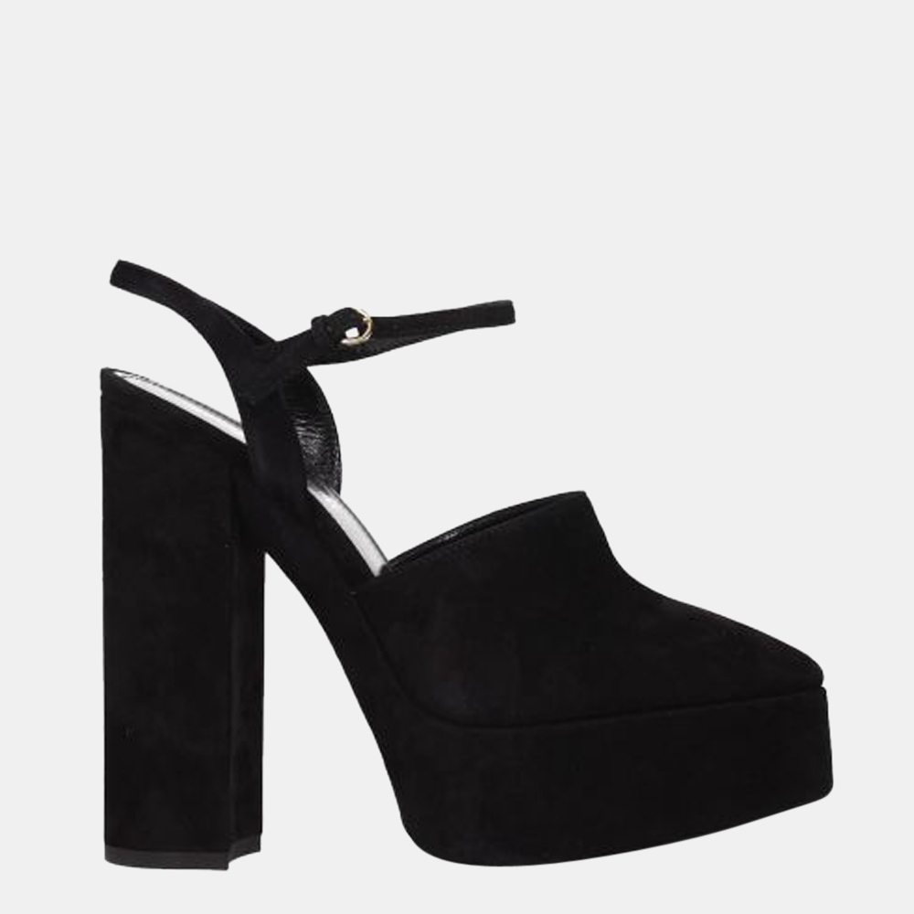 

Saint Laurent Black Suede Sexy Slingback Sandals Size US 6 EU