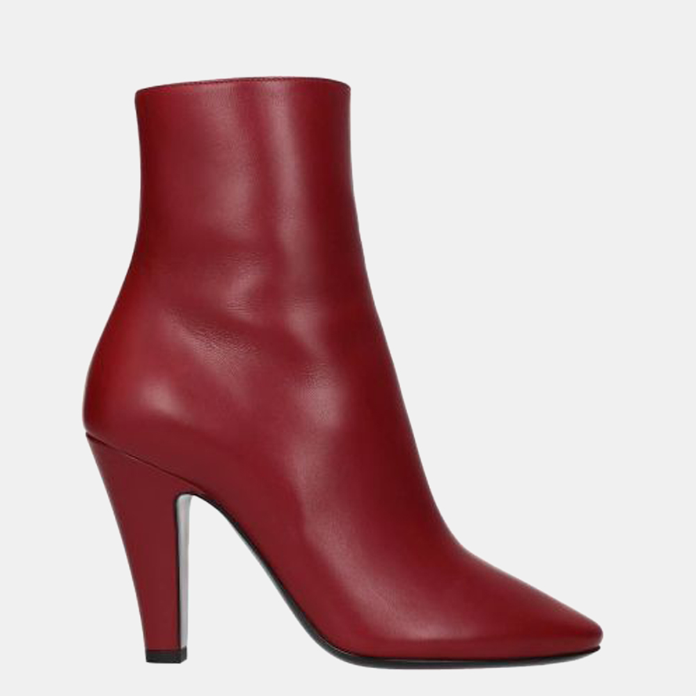 

Saint Laurent Red Leather 68 Knee-High Ankle Boots Size US 8.5 EU