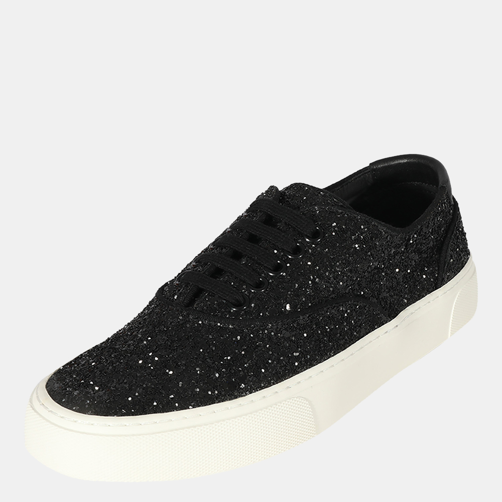 

Saint Laurent Black Glitter Venice Sneaker EUR