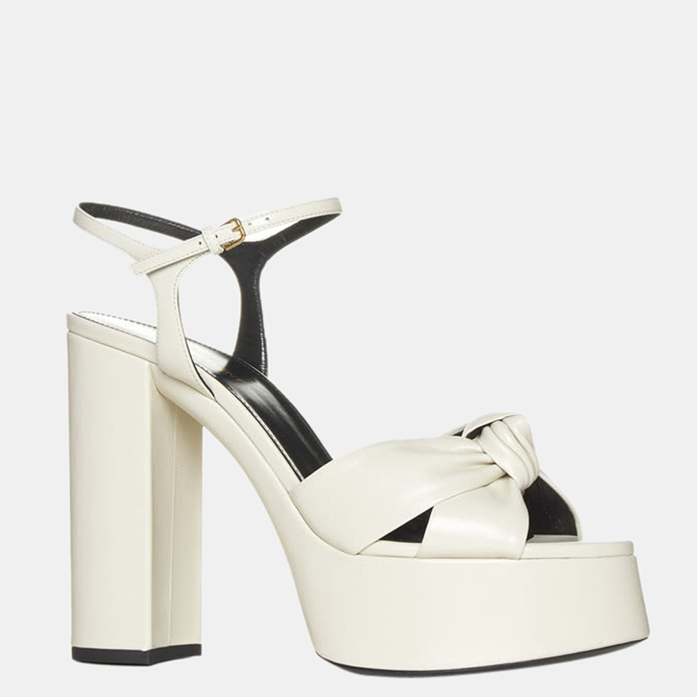 

Saint Laurent White Leather Bianca Platform Sandals Size EU