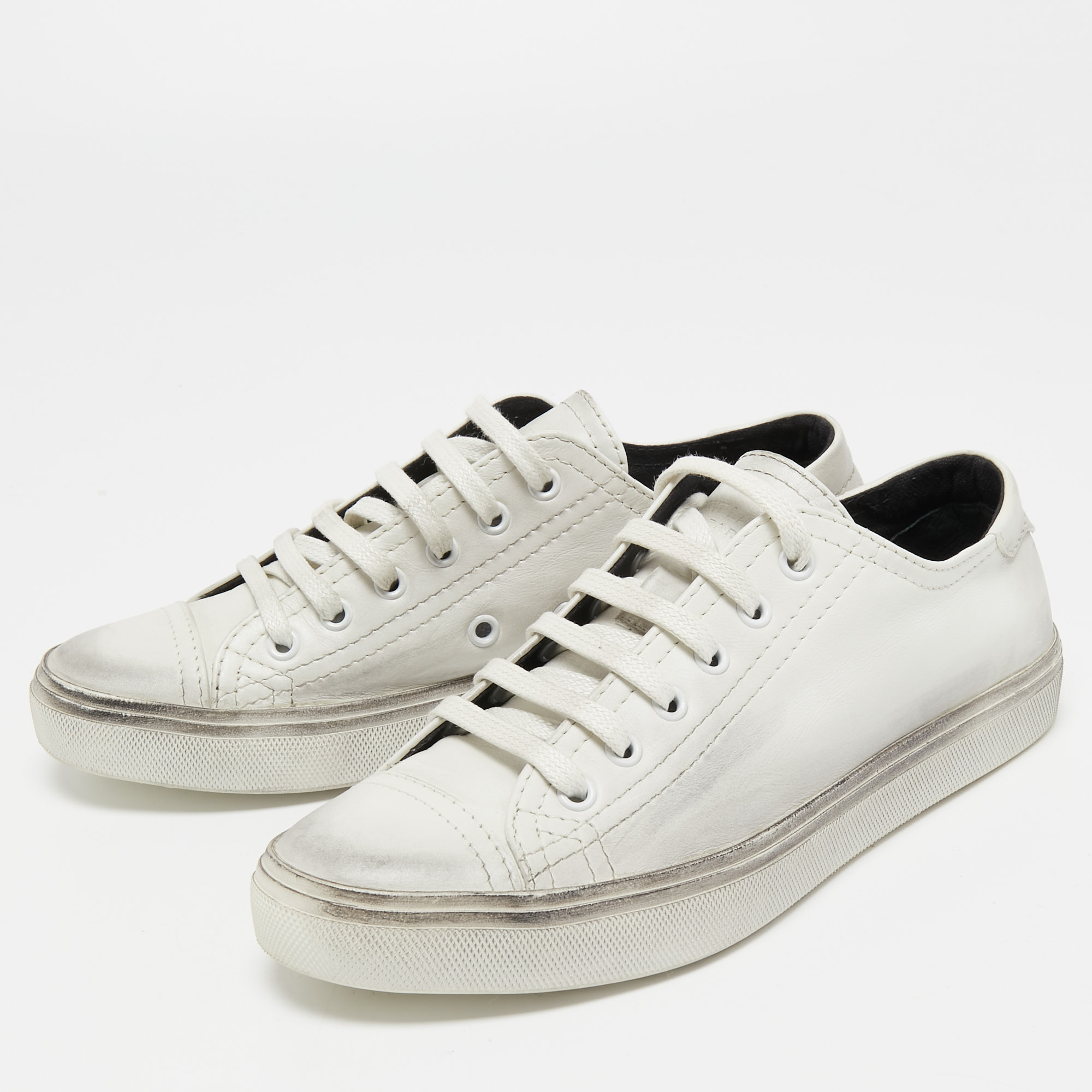 

Saint Laurent White Leather Low Top Sneakers Size