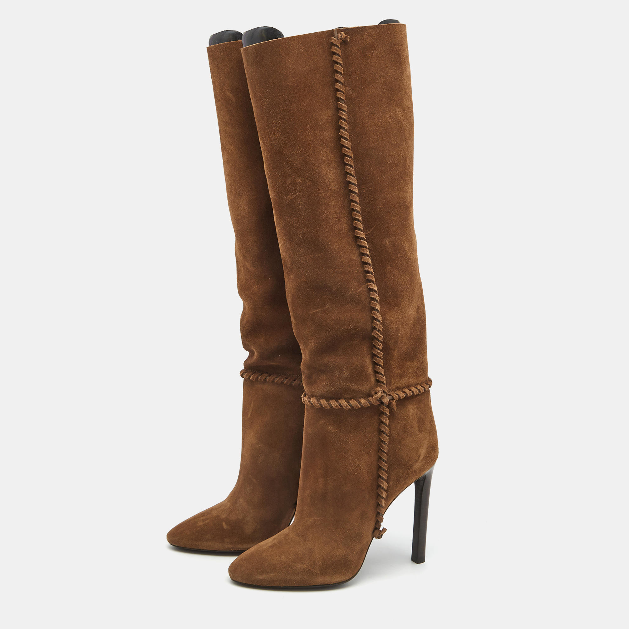 

Saint Laurent Brown Suede Knee Length Boots Size