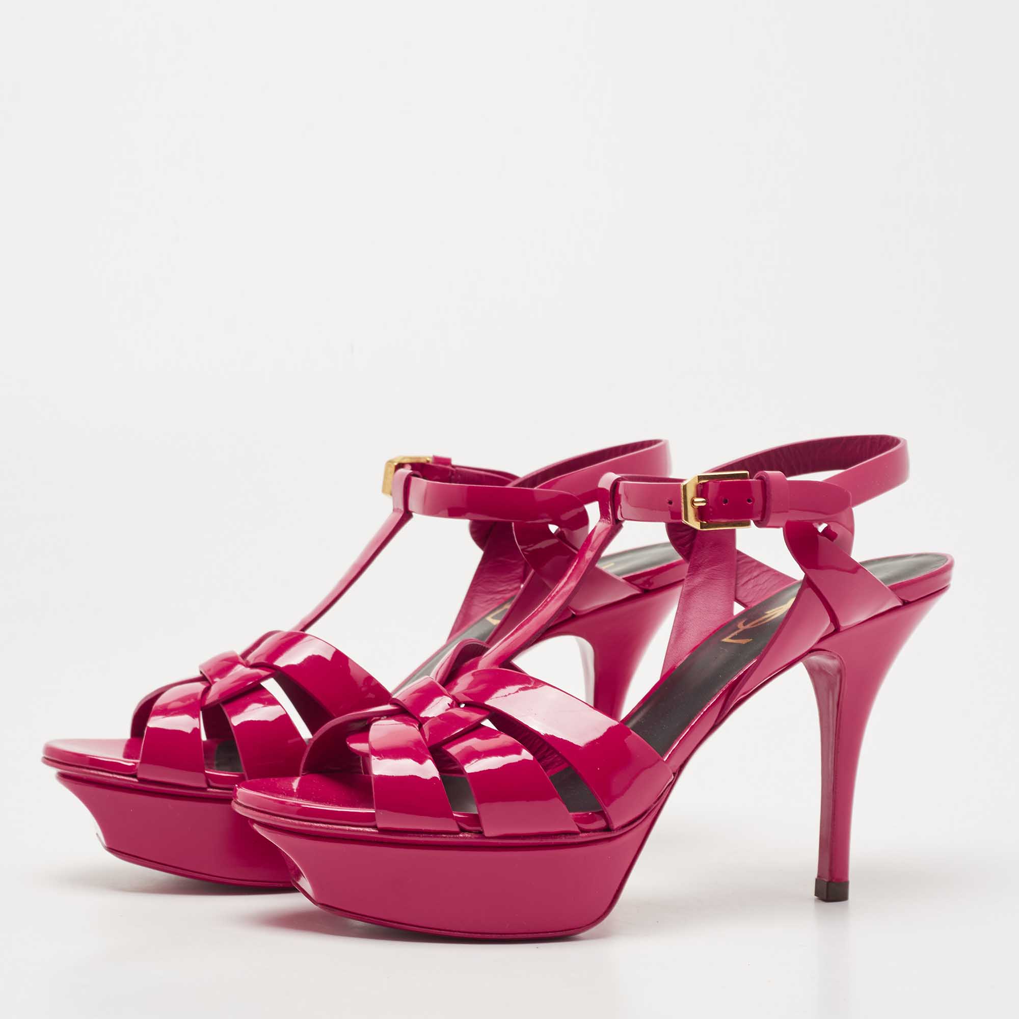 

Saint Laurent Pink Patent Leather Tribute Sandals Size