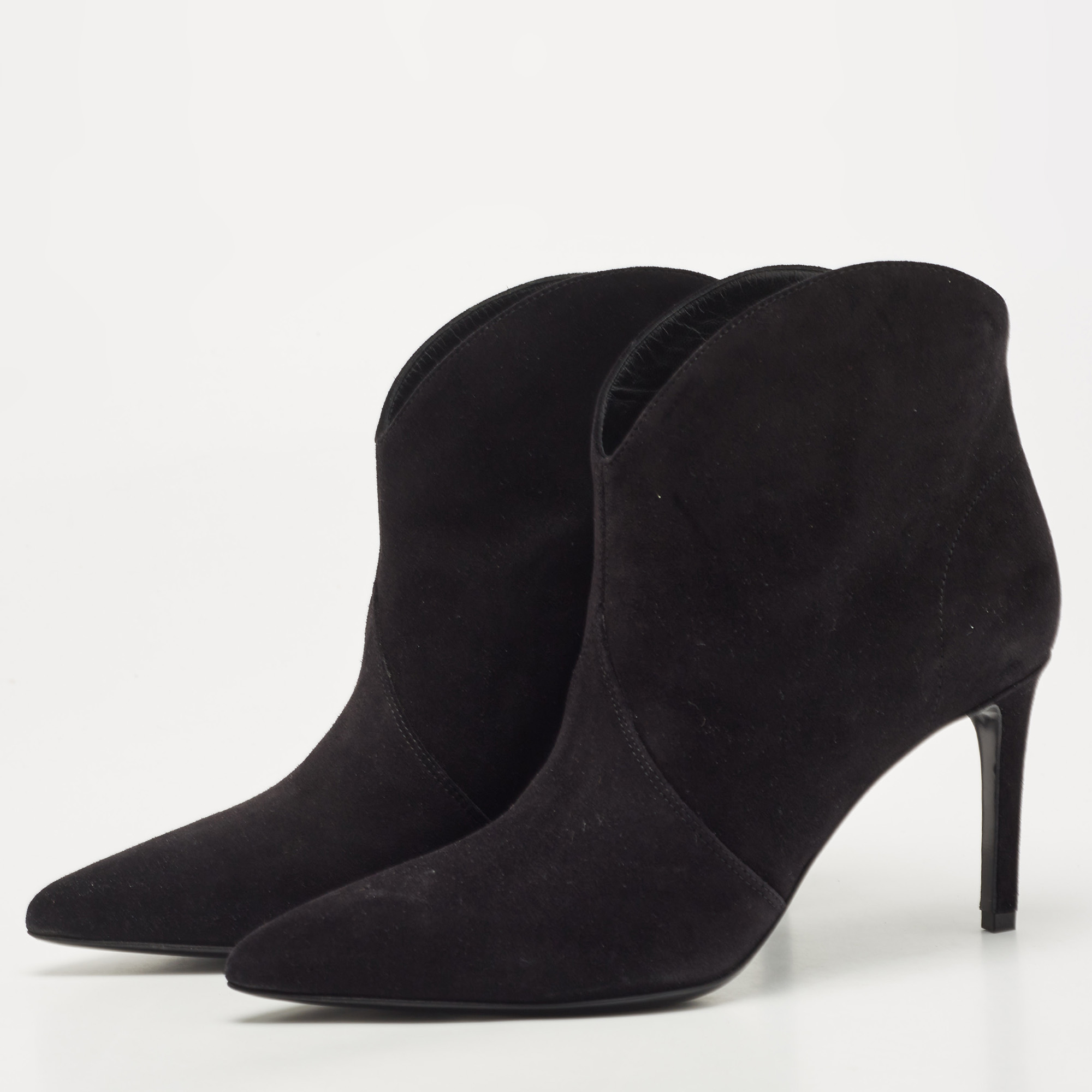 

Saint Laurent Black Suede Pointed Toe Ankle Booties Size