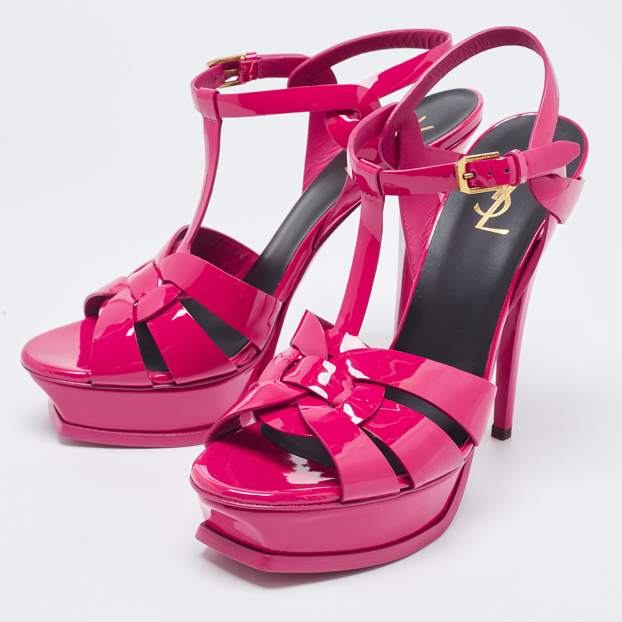 

Saint Laurent Paris Pink Leather Tribute Platform Sandals Size