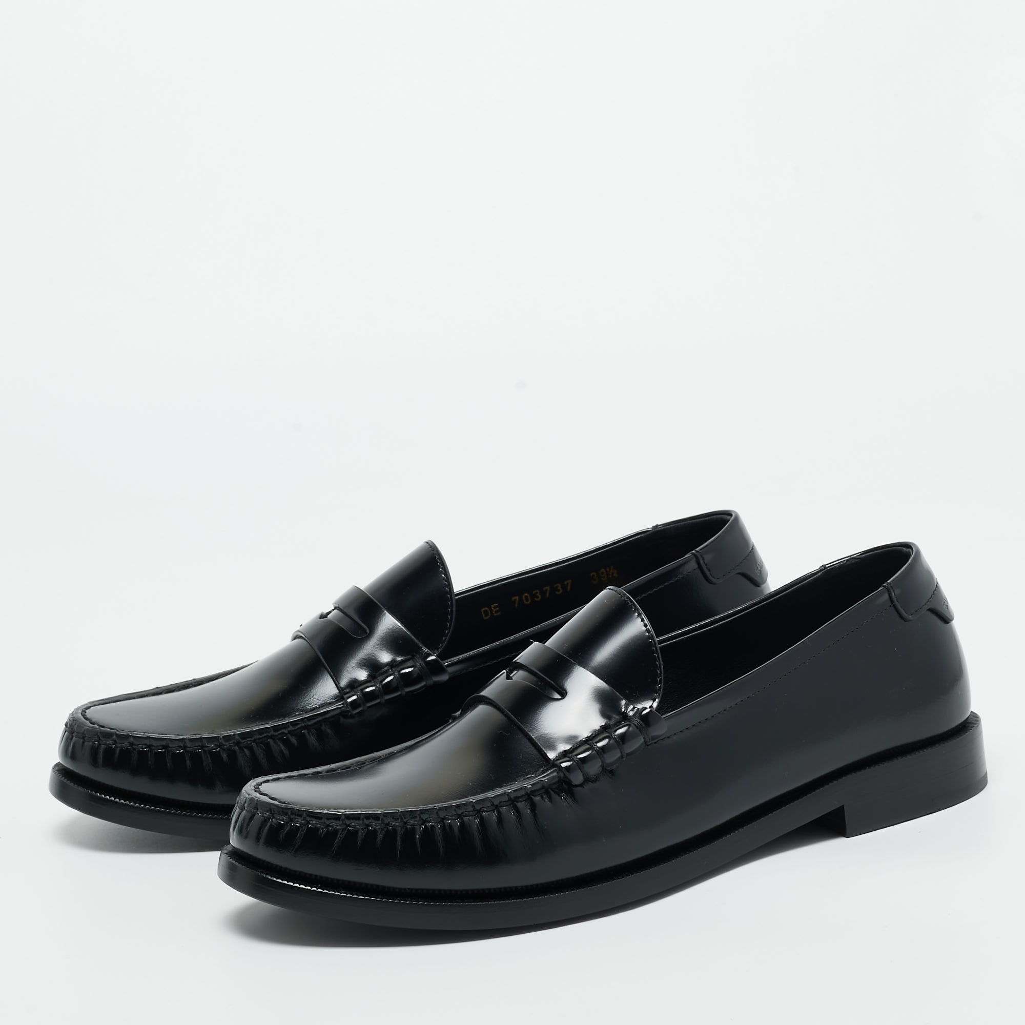 

Saint Laurent Black Leather Penny Slip On Loafers Size