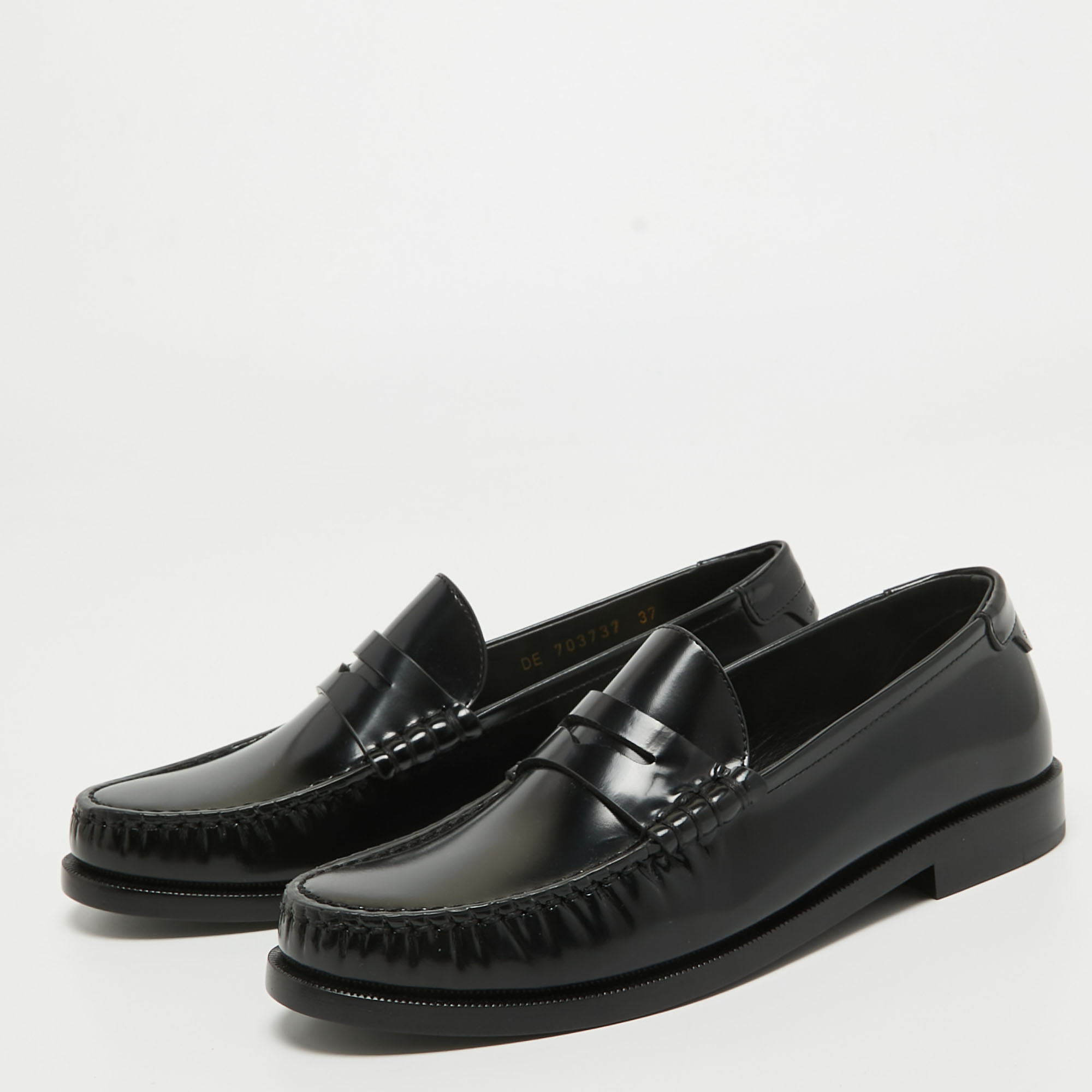 

Saint Laurent Black Leather Penny Loafers Size